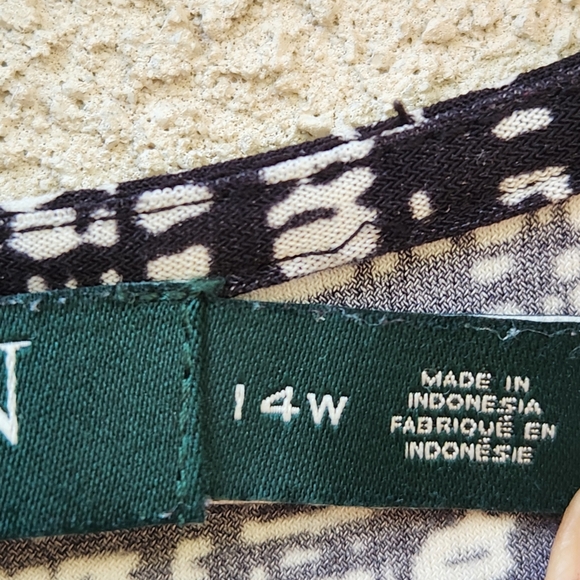 LAUREN RALPH LAUREN Women’s Wrap Dress Size 14W Black White Fit and Flare - Picture 5 of 11